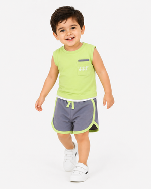 Boys Navy Sweat Shorts With Soft Cotton Clothing Set BloomUp