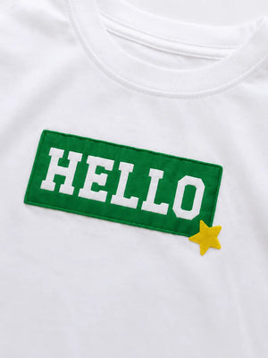 BloomUp White Graphic T-Shirt & Printed Shorts Set for Boys – Soft Cotton Casual Summer Outfit