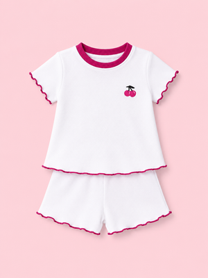 Girls White Short Sleeved Shirt Soft Cotton Clothing Set BloomUp