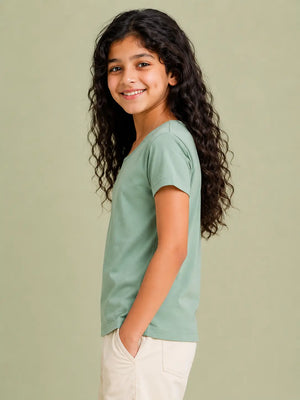 BloomUp Pista Green Polo T-Shirt for Older Kids Girls