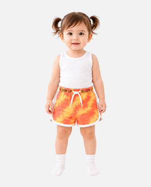 Kids Orange Tie-Dye “Bloom Up” Sporty Shorts BloomUp