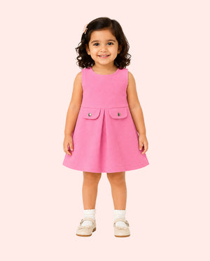 Baby Girls Pink Sleeveless Pocket Detail Dress BloomUp