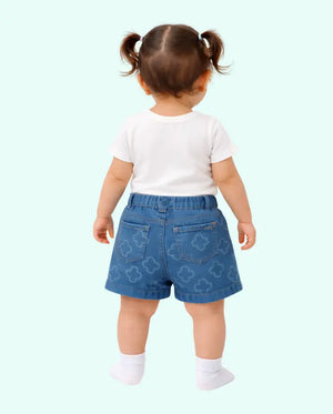 Bloomup Baby Girl Navy Blue Floral Print Shorts with Elastic Waistband Bloom Up