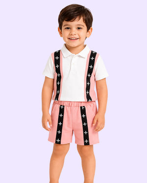 Peach Polo T-Shirt & Shorts Co-ord Set for Boys – Soft Cotton Summer Wear Kids Outfit BloomUp