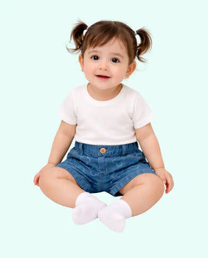 Bloomup Baby Girl Navy Blue Floral Print Shorts with Elastic Waistband Bloom Up