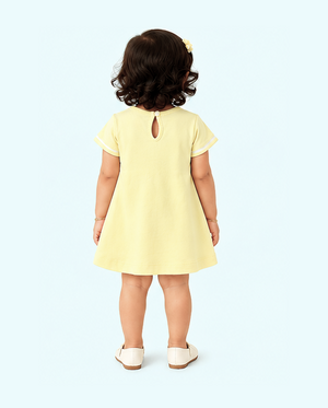 Beige Solid A-Line Kids Dress – Soft Cotton Summer Wear for Girls BloomUp