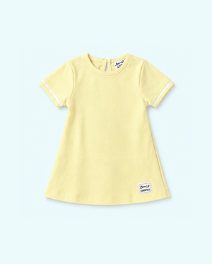 Beige Solid A-Line Kids Dress – Soft Cotton Summer Wear for Girls BloomUp