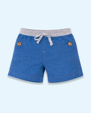 Spark Kids Teal Blue Cotton Cargo Shorts | Elastic Waist Drawstring Casual Summer Shorts for Boys Spark