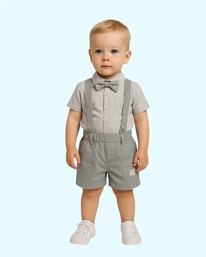 Bloomup Baby Boy Formal Cotton Suspender Shorts Set with Bow Tie – Elegant Party Wear Outfit Bloom Up
