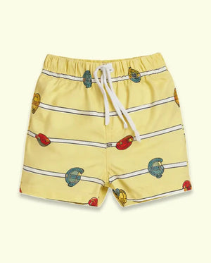 Spark up Kids Yellow Printed Cotton Shorts | Drawstring Summer Casual Shorts for Boys Spark