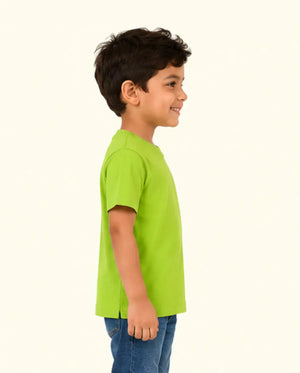 BloomUp Green Front & Back Graphic Kids T-Shirt – City Print Cotton Summer Wear for Boys