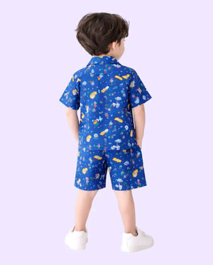 Bloomup Baby Boys Cotton Printed Shirt & Shorts Set – Cute Animal Graphic Summer Co-Ord Outfit for Infants & Toddlers Bloom Up