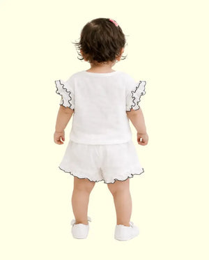 Bloomup Baby Girls Cream Ruffle Top & Shorts Set – Soft Summer Co-Ord Outfit Bloom Up