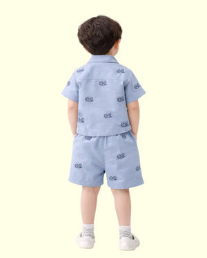 Bloomup Baby Boys Grey Printed Shirt & Shorts Set Bloom Up