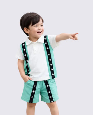 BloomUp Mint Green Polo T-Shirt & Shorts Co-ord Set for Boys – Soft Cotton Summer Wear Kids Outfit