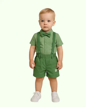 Bloomup Baby Boy Formal Cotton Suspender Shorts Set with Bow Tie – Elegant Party Wear Outfit Bloom Up