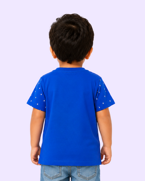 Blue Polka Dot Kids T-Shirt – Soft Cotton Casual Summer Wear for Boys BloomUp
