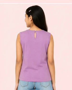 BloomUp Lavender Floral Butterfly Graphic Sleeveless Top for Girls – Soft Cotton Summer Wear Kids Tank Top