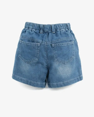 Spark Kids Superhero Print Denim Shorts | Blue Cotton Elastic Waist Casual Shorts for Boys Spark