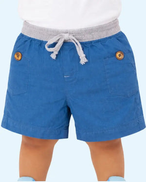 Spark Kids Teal Blue Cotton Cargo Shorts | Elastic Waist Drawstring Casual Summer Shorts for Boys Spark