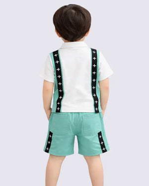 BloomUp Mint Green Polo T-Shirt & Shorts Co-ord Set for Boys – Soft Cotton Summer Wear Kids Outfit