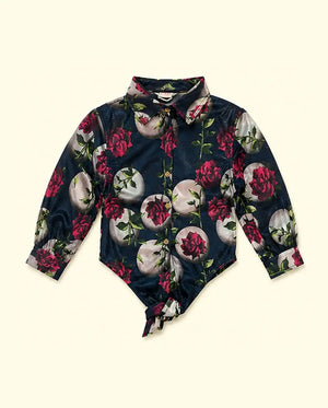 BloomUp Girls Floral Printed Denim Shirt – Soft Cotton Full Sleeve Casual Kids Wear Top