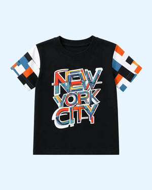 BloomUp Black “New York City” Graphic Kids T-Shirt – Soft Cotton Trendy Summer Wear for Boys