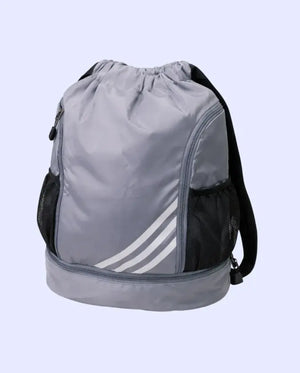 Bloomup Kids Grey Sports Backpack – Lightweight Drawstring Bag with Multiple Compartments & Bottle Pockets Bloom Up