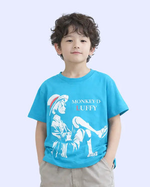 Spark Boys Anime Graphic T-Shirt – Grey Kids Casual Cotton Round Neck Tee Spark