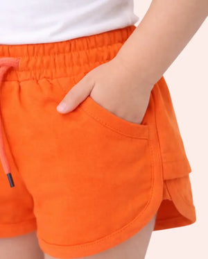 Spark BUG-8308 Orange Kids Shorts - Comfortable and Trendy Drawstring Shorts for Girls Spark