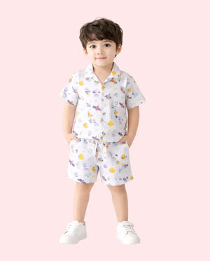Bloomup Baby Boys Cotton Printed Shirt & Shorts Set – Cute Animal Graphic Summer Co-Ord Outfit for Infants & Toddlers Bloom Up