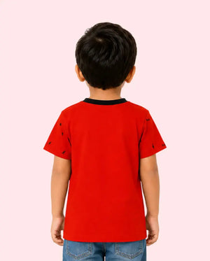 BloomUp Red NYC Micro Print Kids T-Shirt – Soft Cotton Casual Summer Wear for Boys