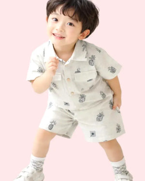 Bloomup Baby Boys Grey Printed Shirt & Shorts Set Bloom Up
