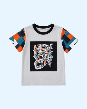 Grey “New York City” Graphic Kids T-Shirt – Soft Cotton Trendy Summer Wear for Boys BloomUp