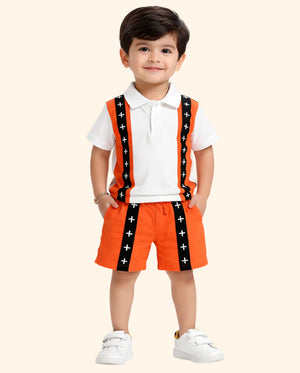 Orange Polo T-Shirt & Shorts Co-ord Set for Boys – Soft Cotton Summer Wear Kids Outfit BloomUp