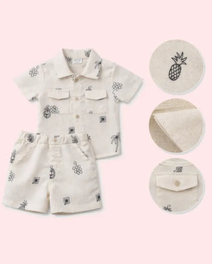 Bloomup Baby Boys Grey Printed Shirt & Shorts Set Bloom Up