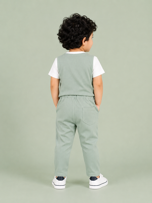 Teddy Island Ribbed T-Shirt & Jogger Set for Boys – Soft Cotton Co-ord Set BloomUp