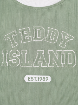 Teddy Island Ribbed T-Shirt & Jogger Set for Boys – Soft Cotton Co-ord Set BloomUp