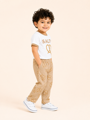 Salty Pretzel T-Shirt & Ribbed Jogger Set for Boys – Soft Cotton Co-ord Set BloomUp
