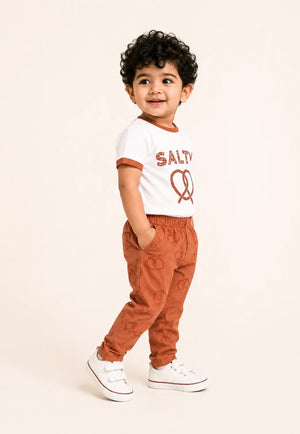 BloomUp Salty Pretzel T-Shirt & Ribbed Jogger Set for Boys – Soft Cotton Co-ord Set