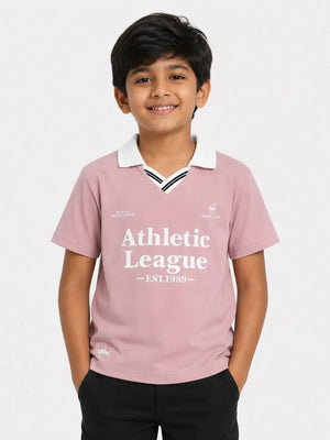 BloomUp Boys Pink Polo T-Shirt – Athletic League Casual Collar Tee
