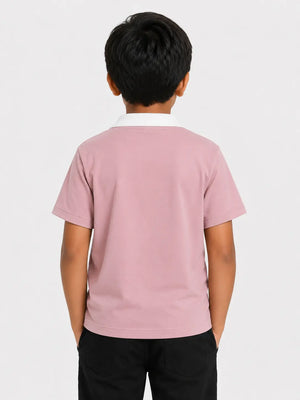 BloomUp Boys Pink Polo T-Shirt – Athletic League Casual Collar Tee