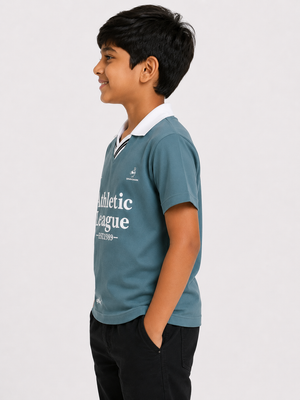 Boys Teal Polo Shirt With Soft Cotton T-Shirt BloomUp