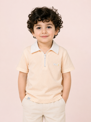 Boys Peach Soft Cotton T-Shirt Casual Fashion Kids Wear BloomUp