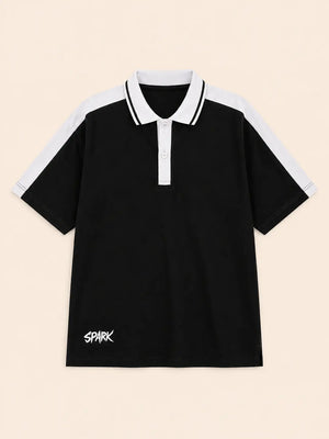 BloomUp Boys Black Polo T-Shirt – Casual Half Sleeve Collar Tee