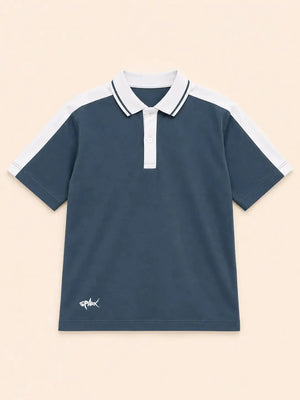 BloomUp Boys Blue Grey Polo T-Shirt – Casual Half Sleeve Collar Tee