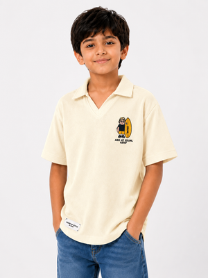 Boys Cream Polo Shirt With Soft Cotton T-Shirt BloomUp