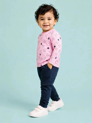 BloomUp Pink Sailboat Print T-Shirt & Navy Blue Leggings Co-ord Set for Girls – Soft Cotton Casual Outfit