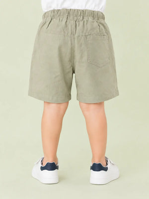 BloomUp Stone Beige Contrast Stripe Shorts for Boys – Soft Cotton Casual Summer Shorts