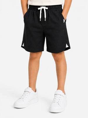 BloomUp Boys Black Casual Shorts – Cotton Summer Shorts for Kids